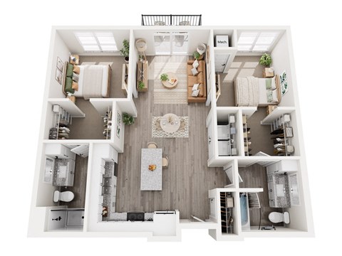 a 3 bedroom floor plan with a bathroom and a living room